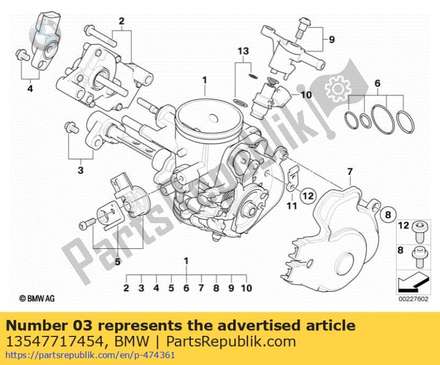 Throttle-valve pot, primary valve 13547717454 BMW