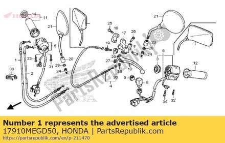 Cable comp. a, throttle 17910MEGD50 Honda