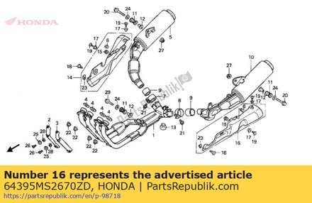 Cover comp., l. pivot und 64395MS2670ZD Honda