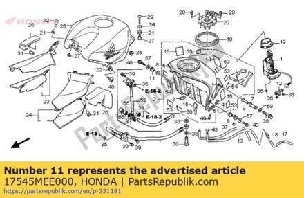 Rubber, r. fr. fuel tank mounting 17545MEE000 Honda