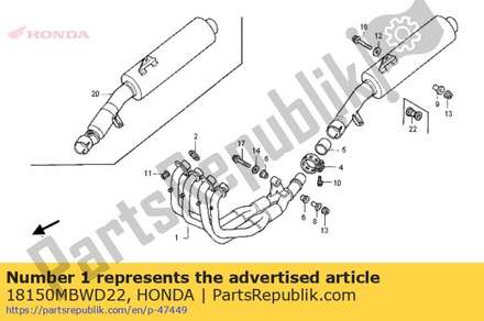 Pipe comp., ex. 18150MBWD22 Honda