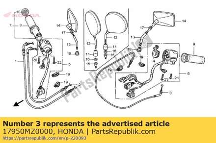 Cable comp., choke 17950MZ0000 Honda