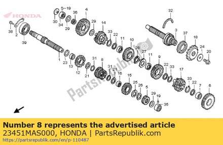 Gear, mainshaft third & f 23451MAS000 Honda