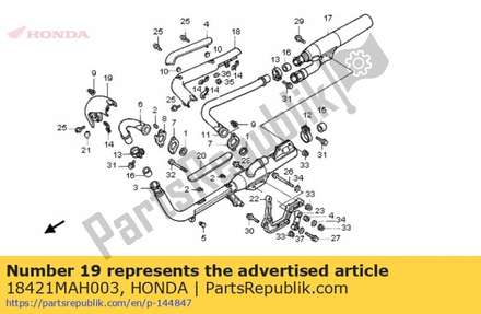 Cover a, fr. ex. pipe 18421MAH003 Honda