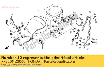 Bar, backrest 77320MZ0000 Honda