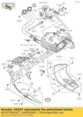 Cover-exhaust pipe,lh,f. 4910700816Z Kawasaki