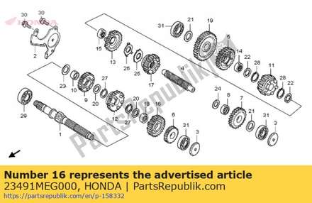 Gear, mainshaft fifth (27t) 23491MEG000 Honda