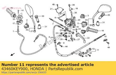 Guide assy., brake cable 43460KEY900 Honda