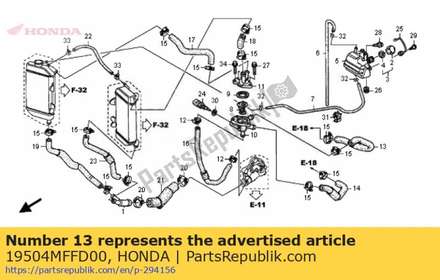Hose, rr. cylinder head water 19504MFFD00 Honda