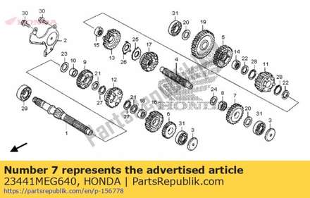 Gear, countershaft second 23441MEG640 Honda