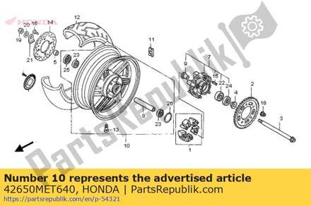 Wheel sub assy., rr. 42650MET640 Honda