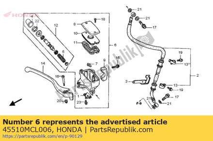 Cylinder sub assy., fr. m 45510MCL006 Honda