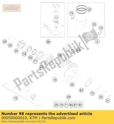 Piston kit gr.i125sx/exc 01-14 00050000010 KTM