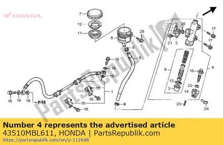 Cylinder sub assy., rr. master 43510MBL611 Honda