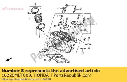 Insulator, rr. carburetor 16220MBT000 Honda
