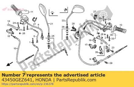 Cable comp., rr. brake 43450GEZ641 Honda