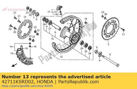 Tire,rr(pirelli m 42711KSRD02 Honda