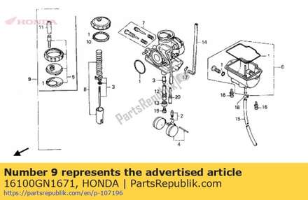 Carburateur. 16100GN1671 Honda