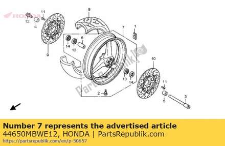 Wheel sub assy., fr. 44650MBWE12 Honda