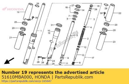 Cover comp., r. fr. vork boven 51610MBA000 Honda