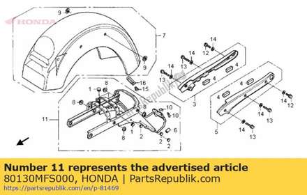 Frame assy., rr. 80130MFS000 Honda