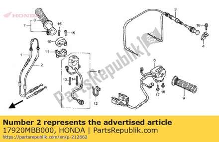 Cable comp. b, throttle 17920MBB000 Honda