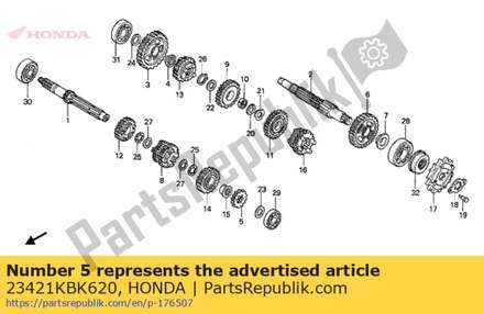 Gear, mainshaft second (1 23421KBK620 Honda