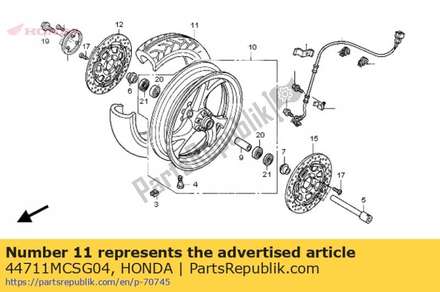 Tire, fr.(bridgestone) (120/70zr18 m/c 59w) 44711MCSG04 Honda