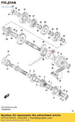 Espaciador, motor m 2753135F01 Suzuki