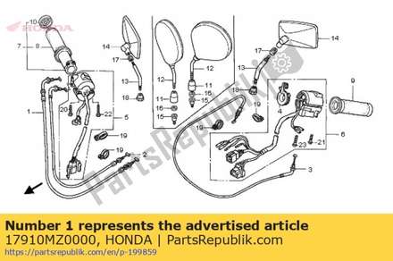 Cable comp. a, throttle 17910MZ0000 Honda