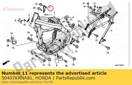 Plaat, r. hoofd hanger 50407KRNA81 Honda