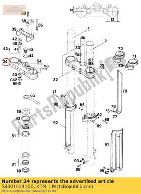 Top triple clamp x=20mm/d=54mm 58301034100 KTM