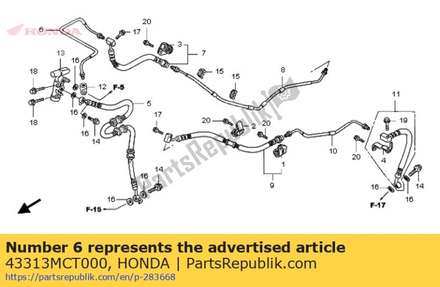 Pipe c, rr. brake 43313MCT000 Honda