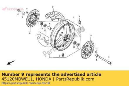 Disk comp., r. fr. brake 45120MBWE11 Honda