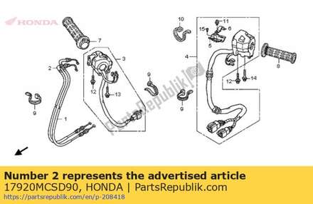 Cable comp. b, throttle 17920MCSD90 Honda