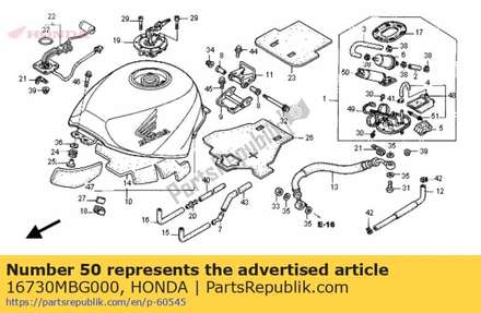 Pomponderdeel, brandstof 16730MBG000 Honda
