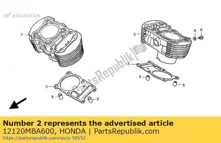 Cilinder comp., rr. 12120MBA600 Honda