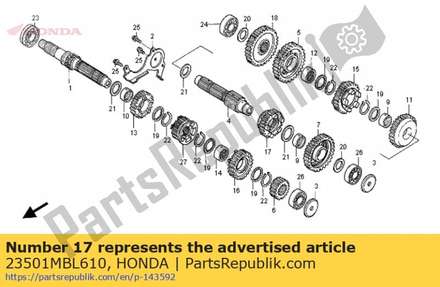 Gear, countershaft fifth (23t) 23501MBL610 Honda