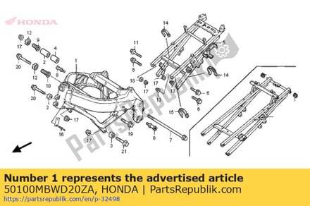 Body comp., frame *nh460m 50100MBWD20ZA Honda