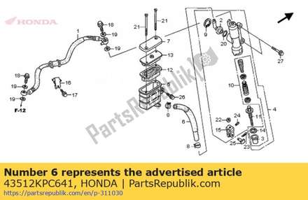 Hose comp., rr. brake master cylinder 43512KPC641 Honda