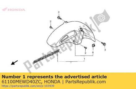 Fender assy., fr. *nh138* (nh138 shasta white) 61100MEWD40ZC Honda