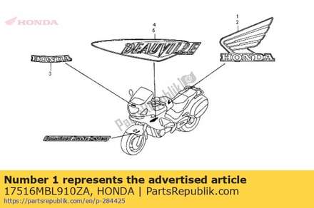 Mark, r. fuel tank (###) 17516MBL910ZA Honda