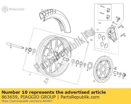 Casq.center wheel axle dt.mul.cafe 863659 Piaggio Group
