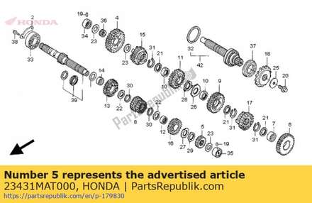 Gear, mainshaft second (16t) 23431MAT000 Honda