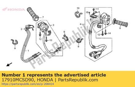 Cable comp. a, throttle 17910MCSD90 Honda