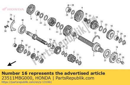 Gear, mainshaft sixth (28t) 23511MBG000 Honda