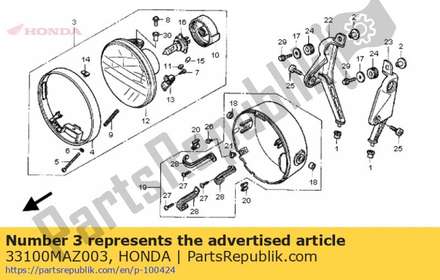 Headlight assy. (stanley) (12v 60/55w) 33100MAZ003 Honda