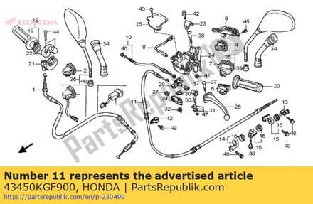 Cable comp., rr. brake 43450KGF900 Honda