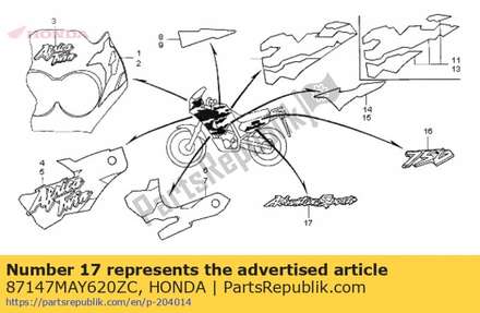 Mark, l. side cover (###) *type3* (type3 ) 87147MAY620ZC Honda