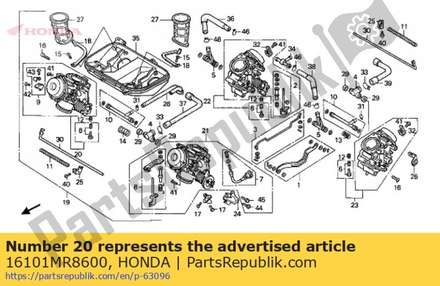 Carburateur montage 1 16101MR8600 Honda